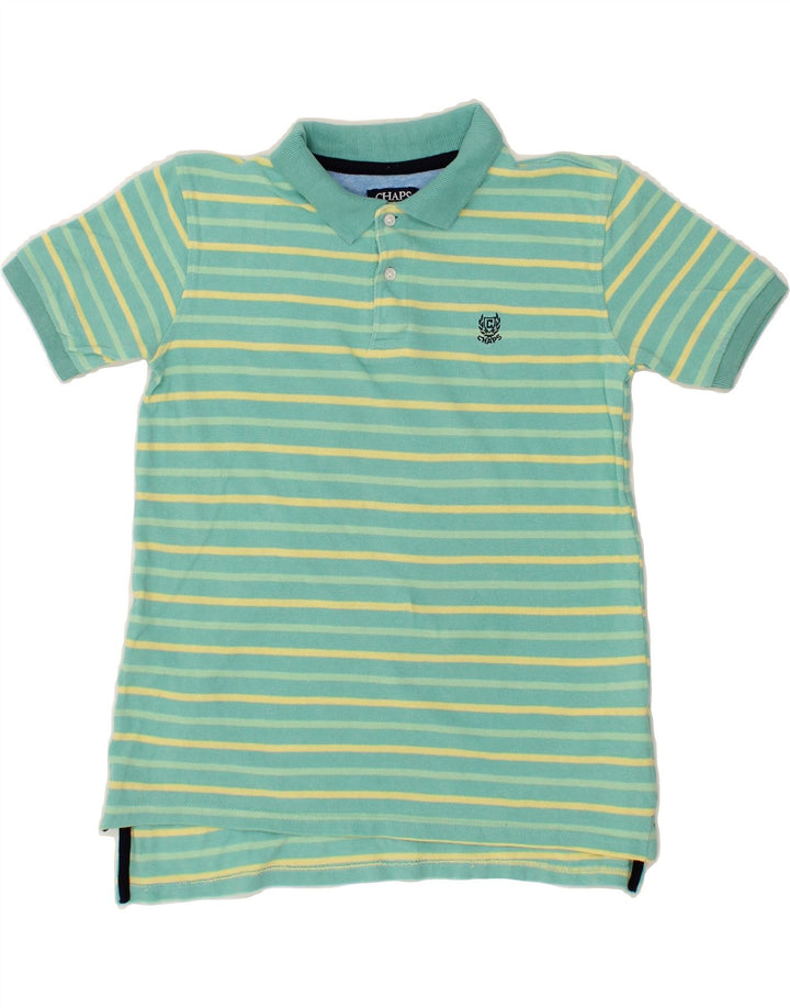 CHAPS Boys Polo Shirt 10-11 Years Medium  Green Striped Cotton Vintage Chaps and Second-Hand Chaps from Messina Hembry 