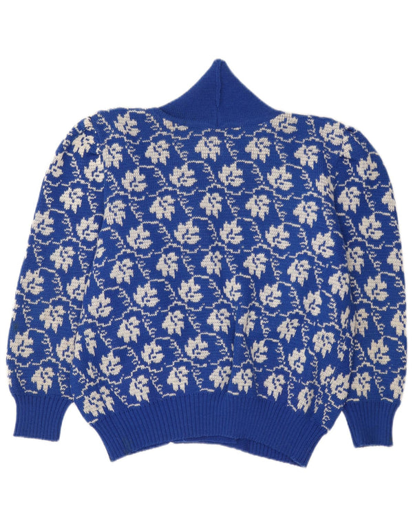 Pulover Cardigan Vintage pentru femei UK 18 XL Albastru Floral