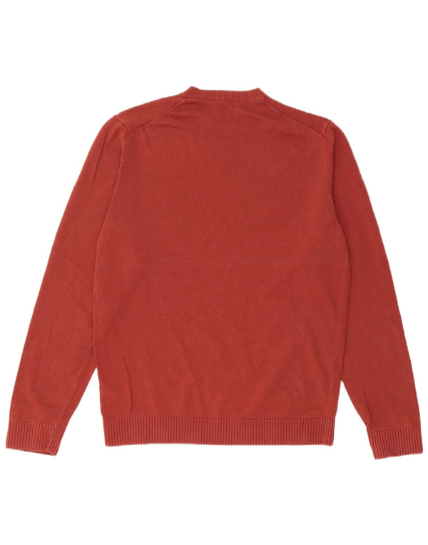 Pulover Massimo Dutti pentru bărbați cu gât roșu, bumbac mediu burgundă