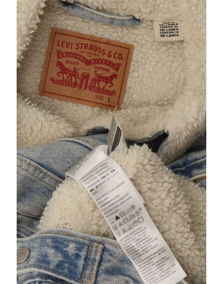 Jachetă pentru femei Levi's din denim Sherpa UK 16, mare, albastru, poliester