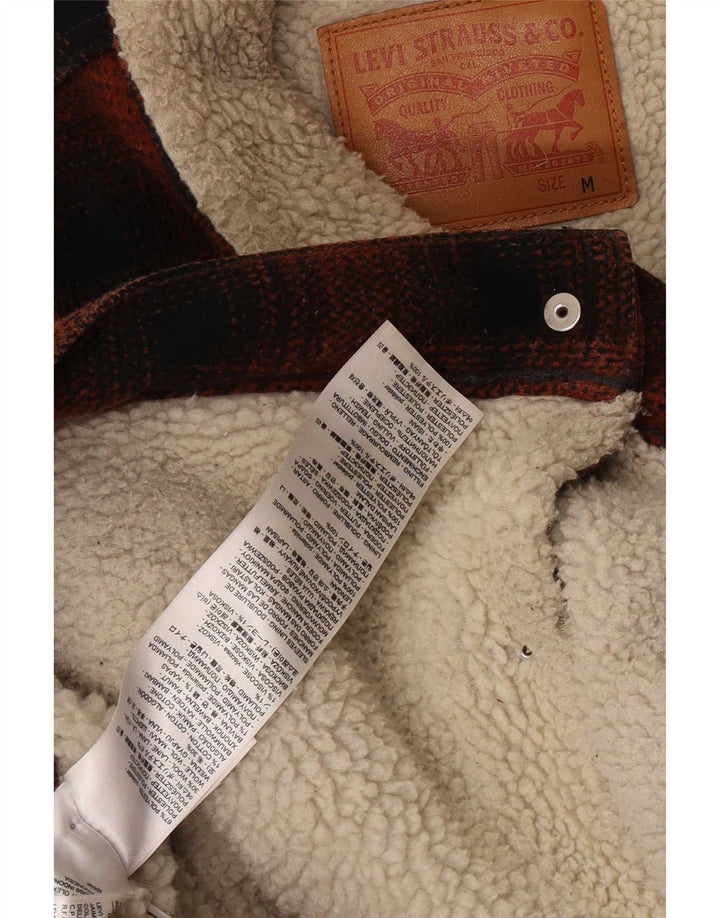Jachetă Sherpa pentru bărbați Levi's UK 38 Poliester cu carouri roșii medii