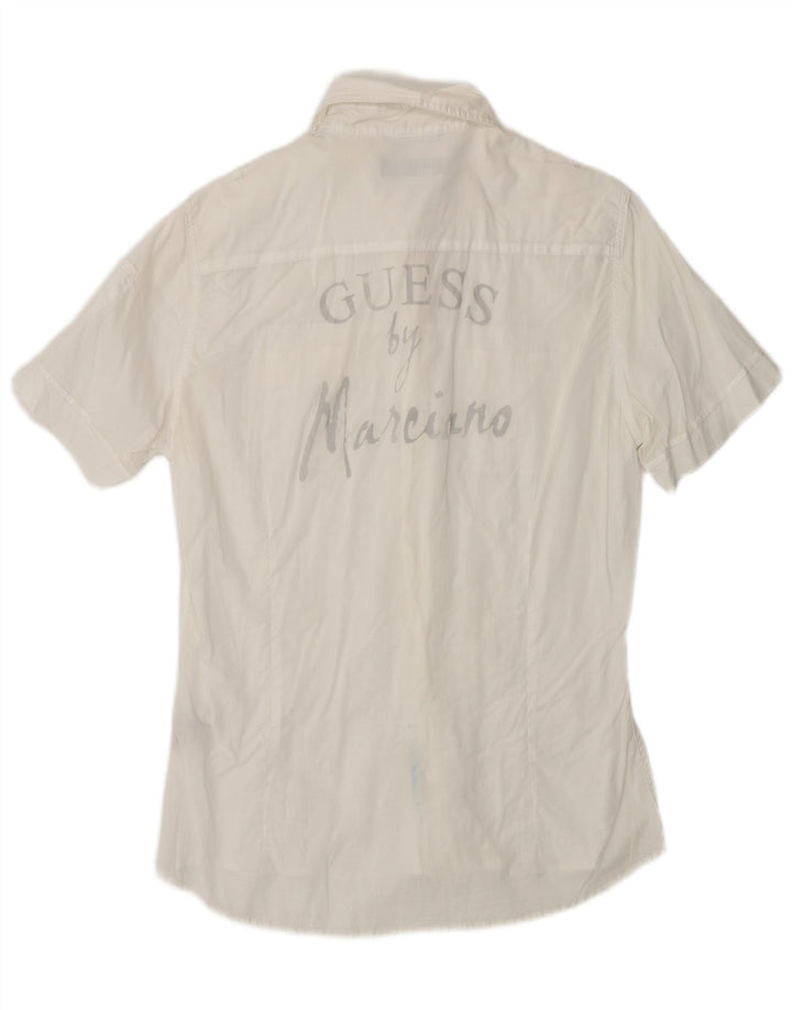 GUESS Mens Graphic Short Sleeve Shirt Small White Cotton