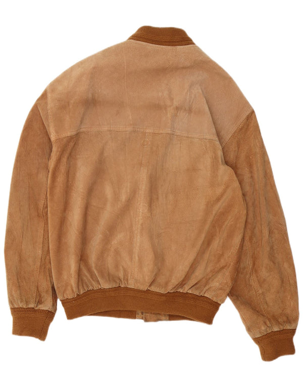 Bomber vintage pentru bărbați din piele intoarsa UK 40 mare, maro, din piele