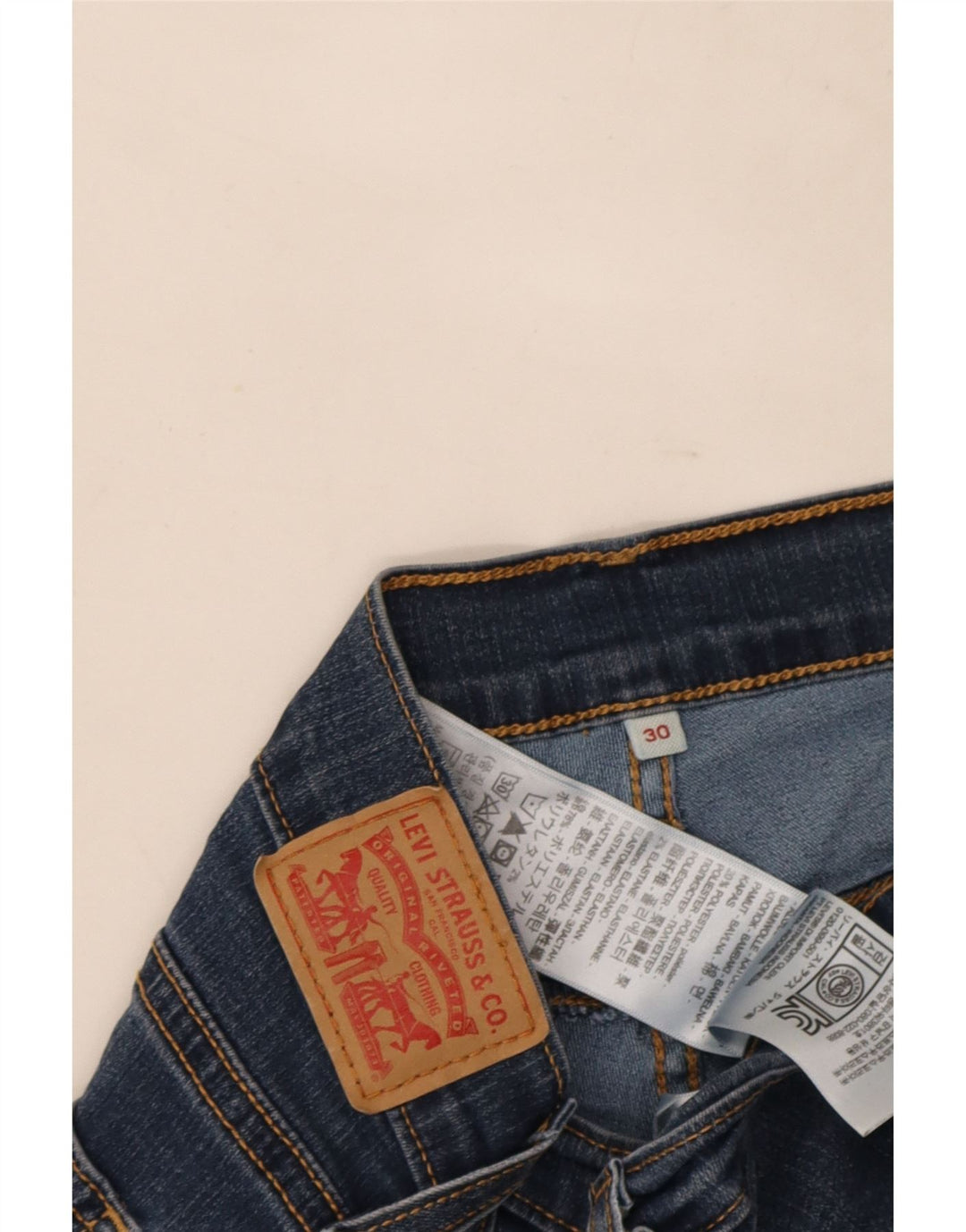 Pantaloni scurți din denim Levi's pentru femei W30, bumbac albastru mediu