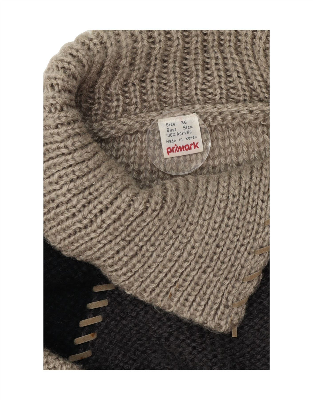 PRIMARK Womens Roll Neck Jumper Sweater EU 36 Small Grey Colourblock Vintage Primark and Second-Hand Primark from Messina Hembry 