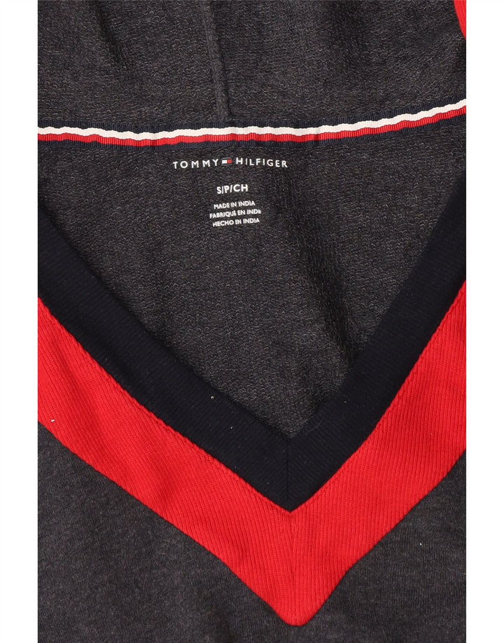 TOMMY HILFIGER Jumper crop cu capota pentru femei UK 10 Small Gri