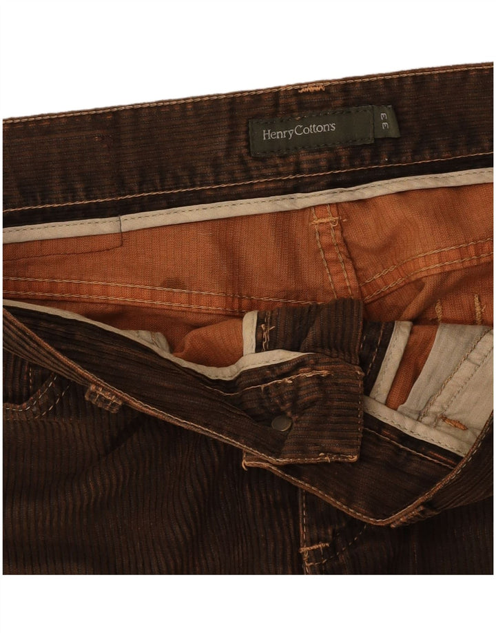 HENRY COTTONS Pantaloni drepti pentru bărbați din velur L33 L30 maro