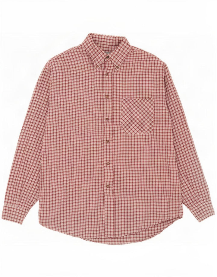 Cămașă Vintage pentru bărbați din flanel XL bordeaux cu carouri