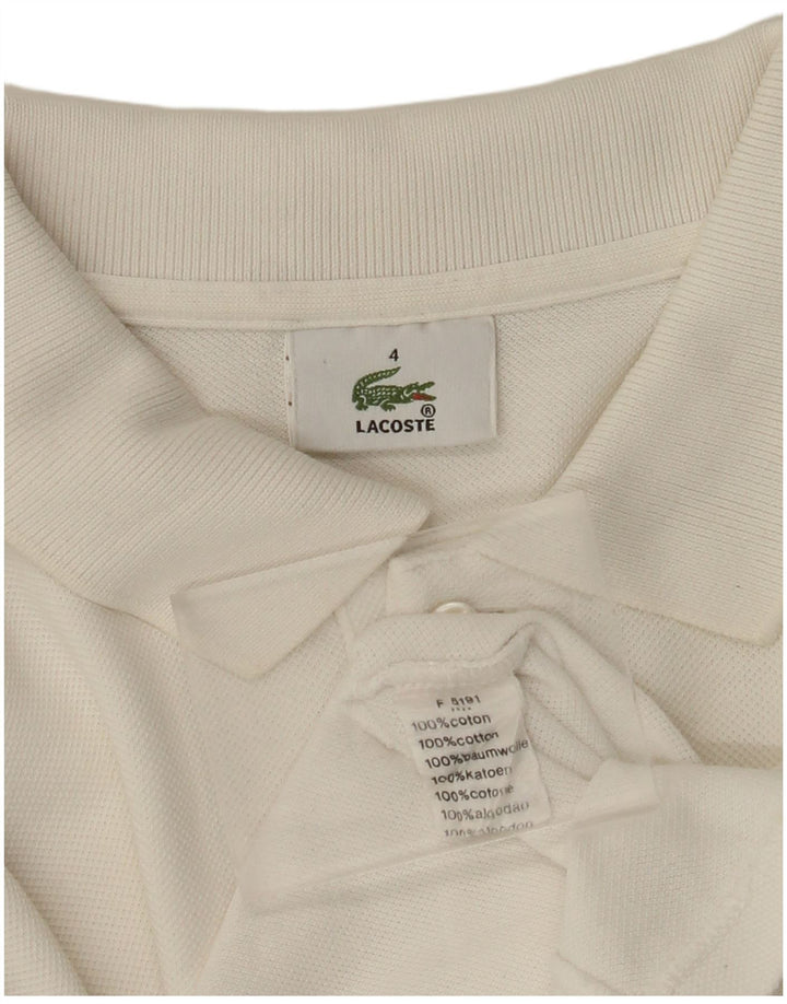 Tricou polo cu mânecă lungă LACOSTE pentru bărbați, mărimea 4, bumbac alb mediu