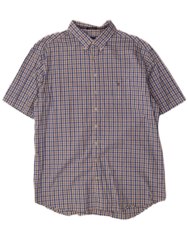 Cămașă cu mânecă scurtă pentru bărbați Gant, cu o formă regulată, mărimea 47/48 19 3XL, albastru Gingham
