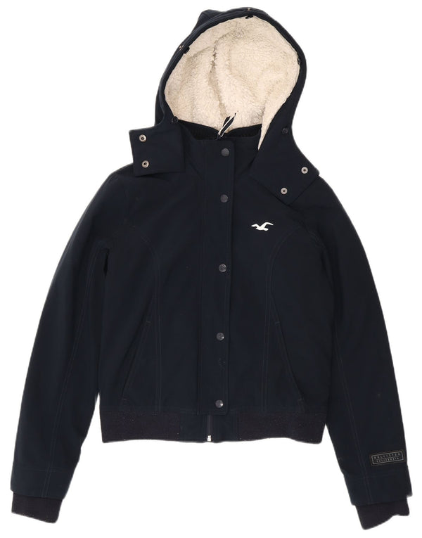 Bomber Hollister pentru femei, cu glugă, cu formă relaxată, UK 10, bleumarin, mic