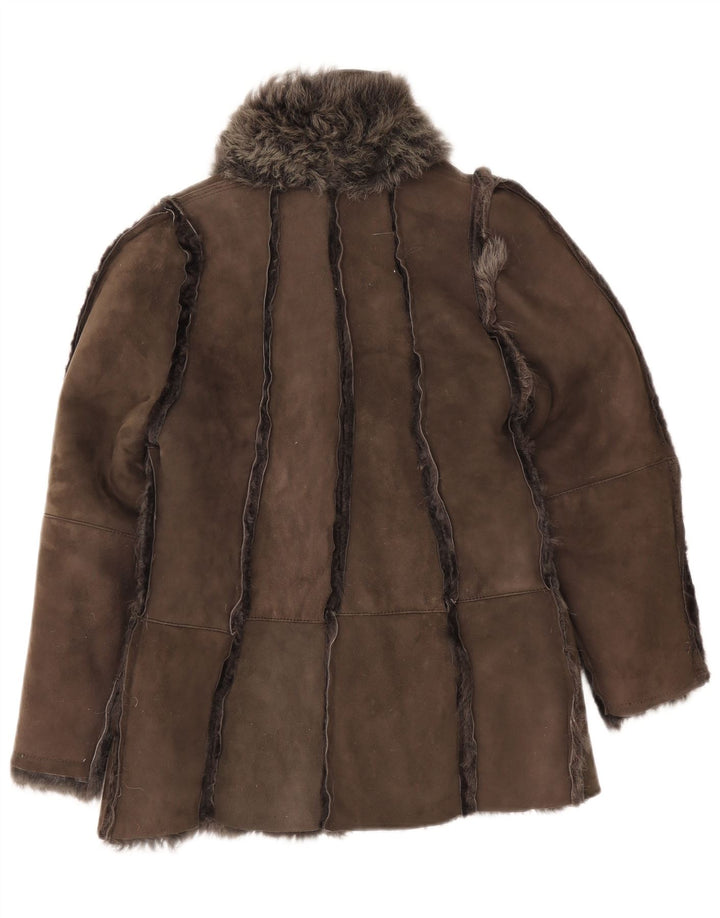 Jachetă vintage pentru femei din shearling UK 12, gri mediu