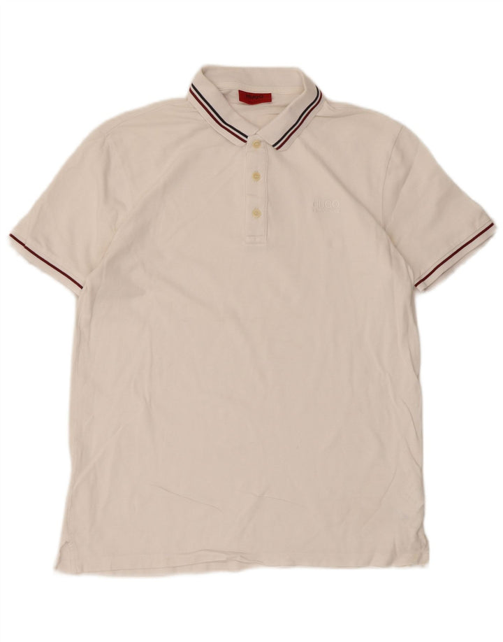 Tricou polo Hugo Boss pentru bărbați, bumbac cu dungi albe medii