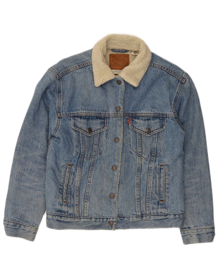 Jachetă Levi's pentru femei Graphic Sherpa Denim UK 10 Small Blue Bumbac