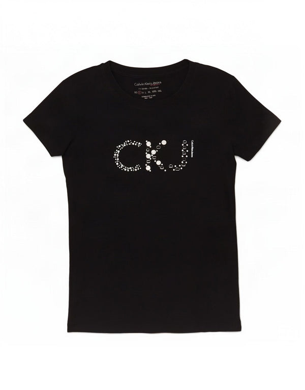 Tricou grafic pentru femei Calvin Klein Jeans Top UK 10 Small Black
