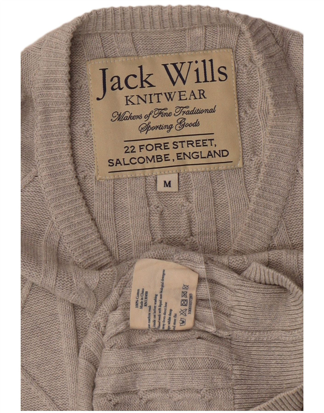 Pulover Jack Wills pentru bărbați cu gât roșu, bumbac, gri mediu, clasic