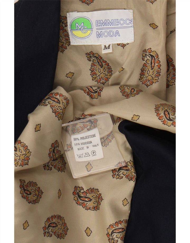 Jachetă vintage pentru femei cu 1 nasture, UK 14, poliester, albastru bleumarin mediu