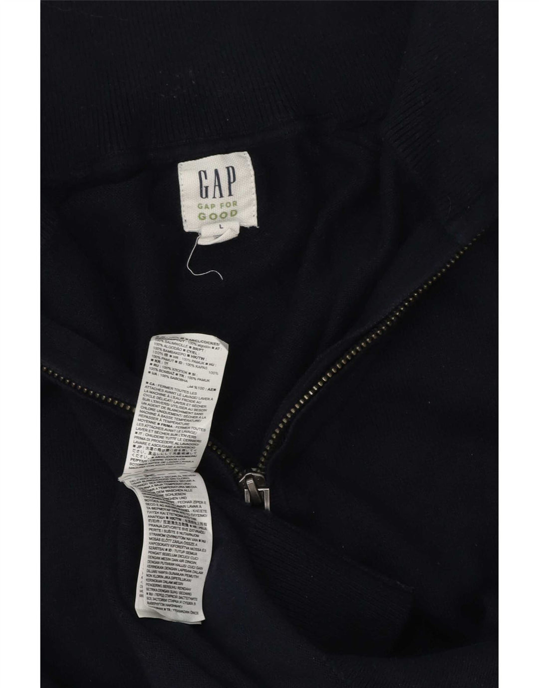 Pulover pentru bărbați Gap, cu fermoar, cu gât, bumbac mare, albastru