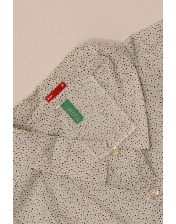 Cămașă Slim Fit BENETTON pentru bărbați, mare cu pete albe