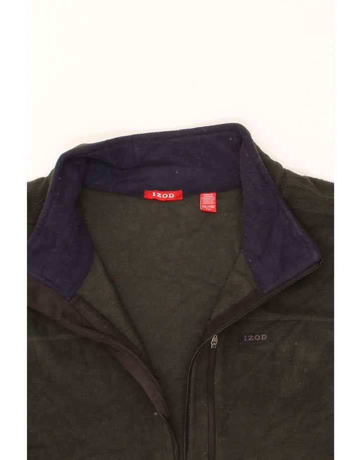 IZOD Mens Big & Tall Fleece Jacket UK 44 2XL Khaki Polyester Vintage Izod and Second-Hand Izod from Messina Hembry 