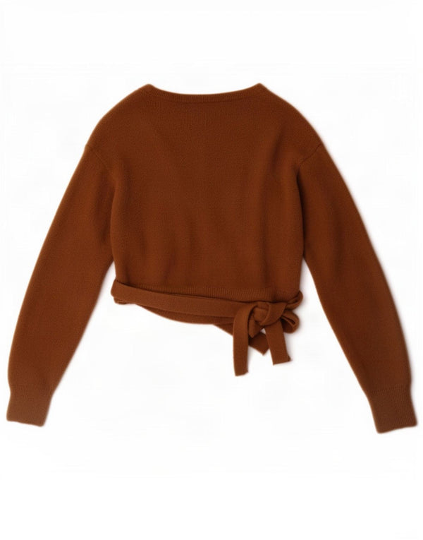Pulover cardigan înfășurat pentru femei Zara UK 12, maro mediu, nailon