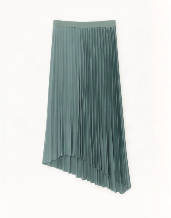 Zara Womens Asymmetric Pleated Skirt Medium W28 Green Polyester