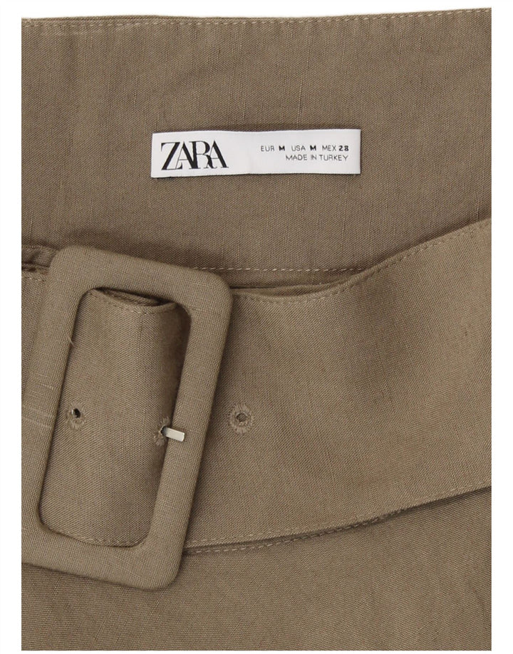 Fusta evazată pentru femei Zara Medium W28 Kaki