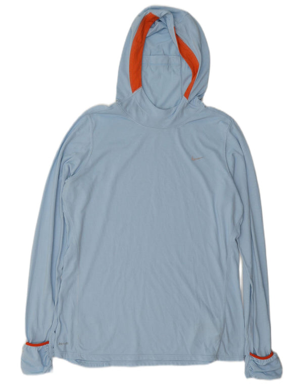 Top cu glugă cu glugă Nike pentru femei Dri Fit cu mânecă lungă UK 16, mare, albastru