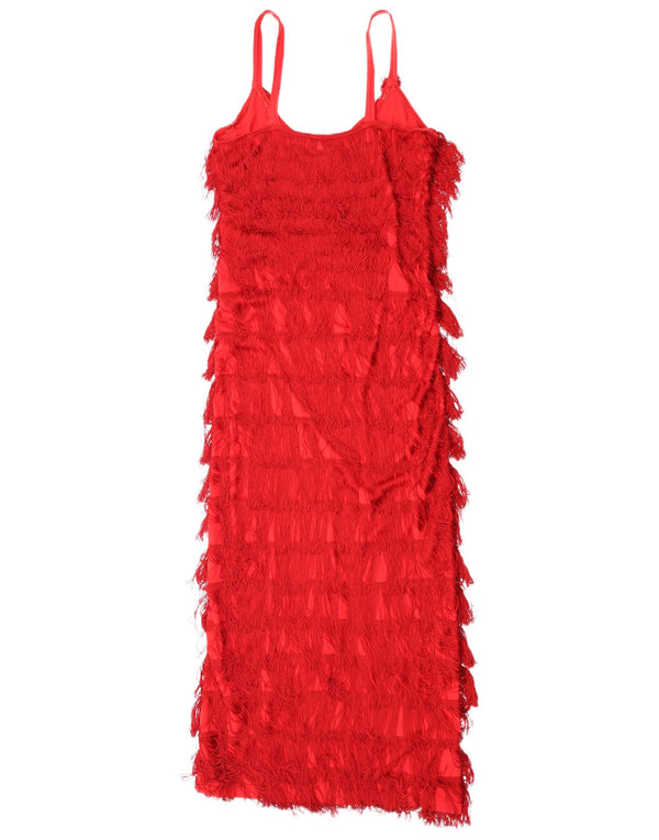 Rochie Charleston vintage pentru femei fără mâneci UK 6 XS bumbac roșu