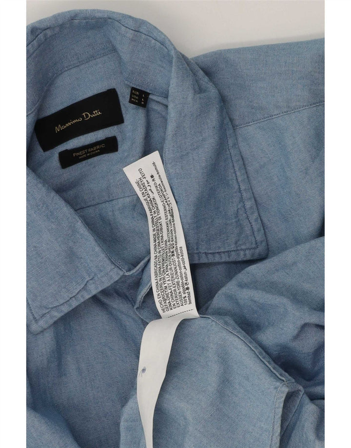 Cămașă cu mânecă scurtă Massimo Dutti pentru bărbați, bumbac albastru mare