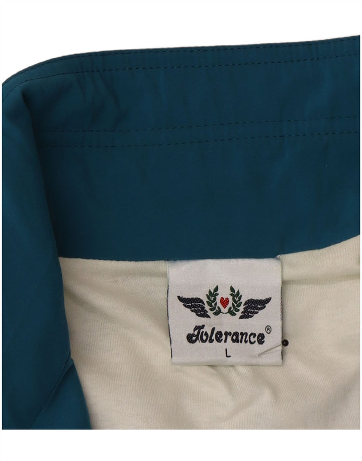 Trening pentru bărbați vintage, jachetă de top, mare, albastru, microfibre color block