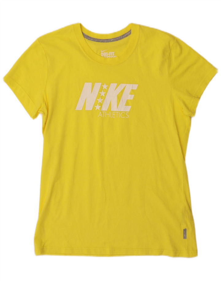 Tricou grafic NIKE Dri Fit pentru bărbați Top mare din bumbac galben