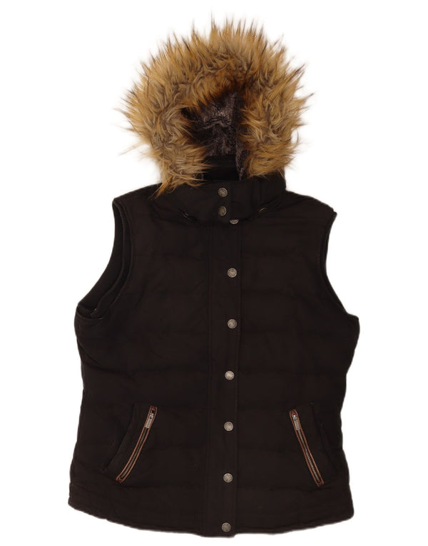 Gilet căptușit cu glugă pentru femei Fat Face UK 12 Poliester mediu negru