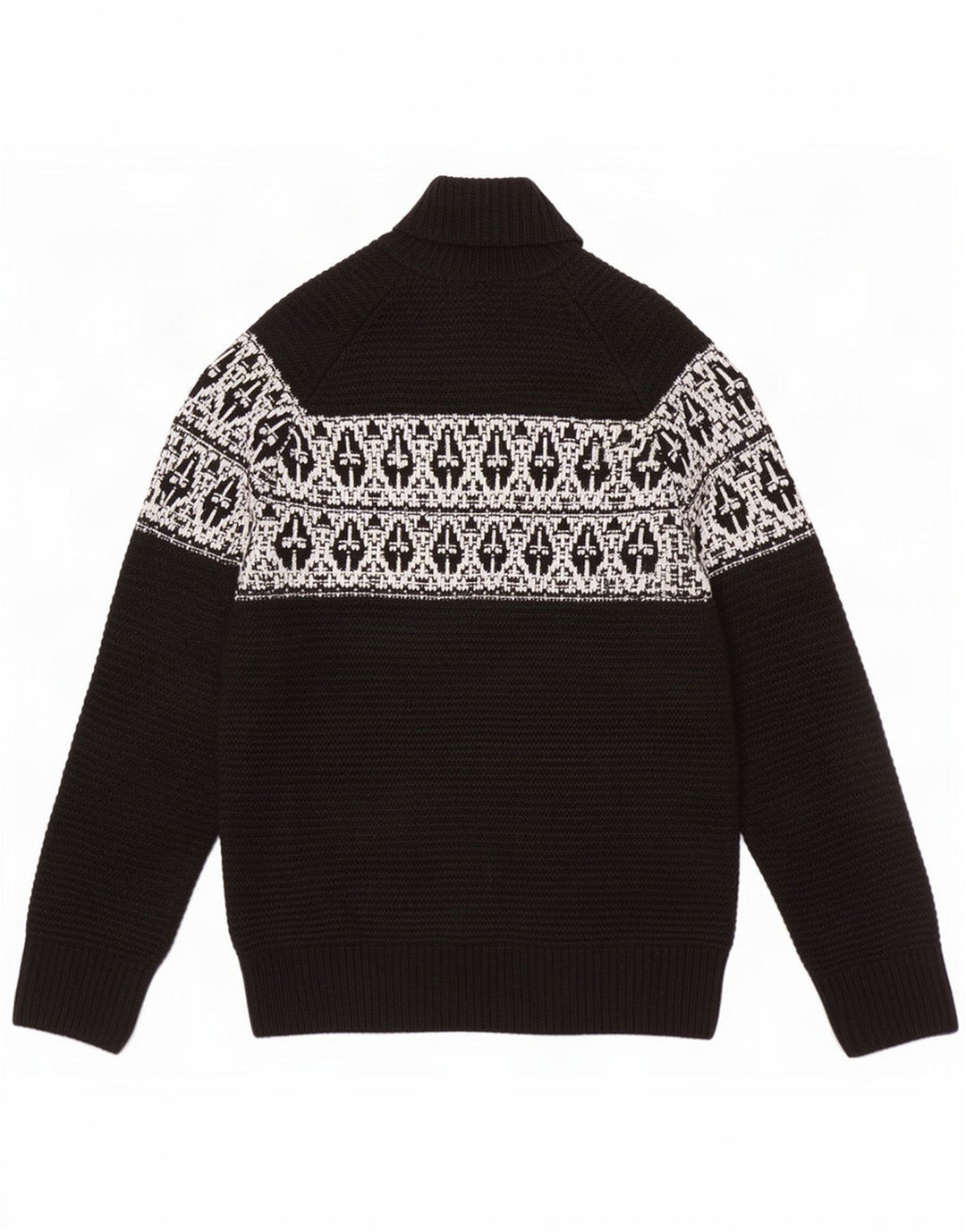 Marks & Spencer Pulover pentru bărbați cu gât rulat, mare, negru, acrilic Fair Isle