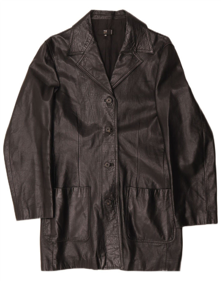 Palton din piele vintage pentru femei IT 48 XL din piele neagră