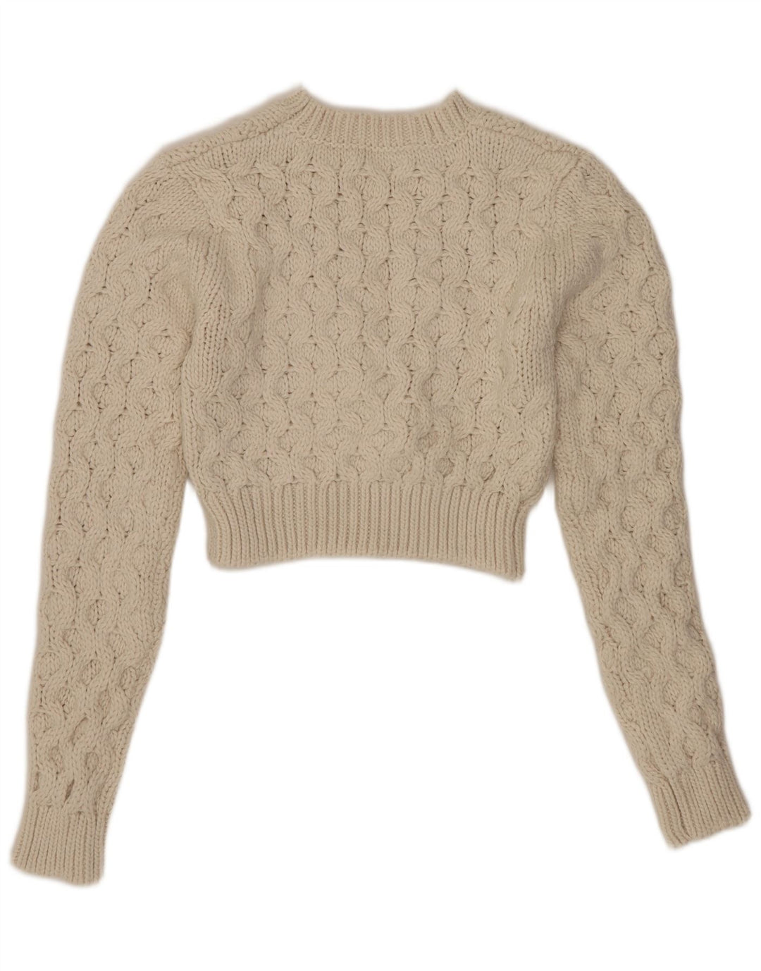 Pulover pentru femei Zara Crop Crew Gate UK 10 Poliester alb mic