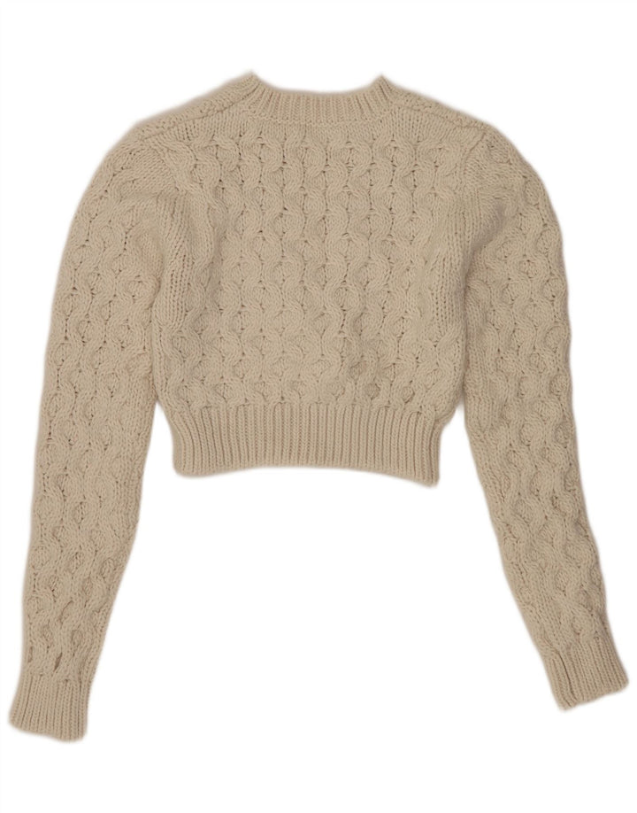 Pulover pentru femei Zara Crop Crew Gate UK 10 Poliester alb mic