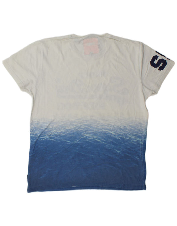 Tricou grafic Superdry pentru bărbați Top mare, alb, din bumbac color bloc