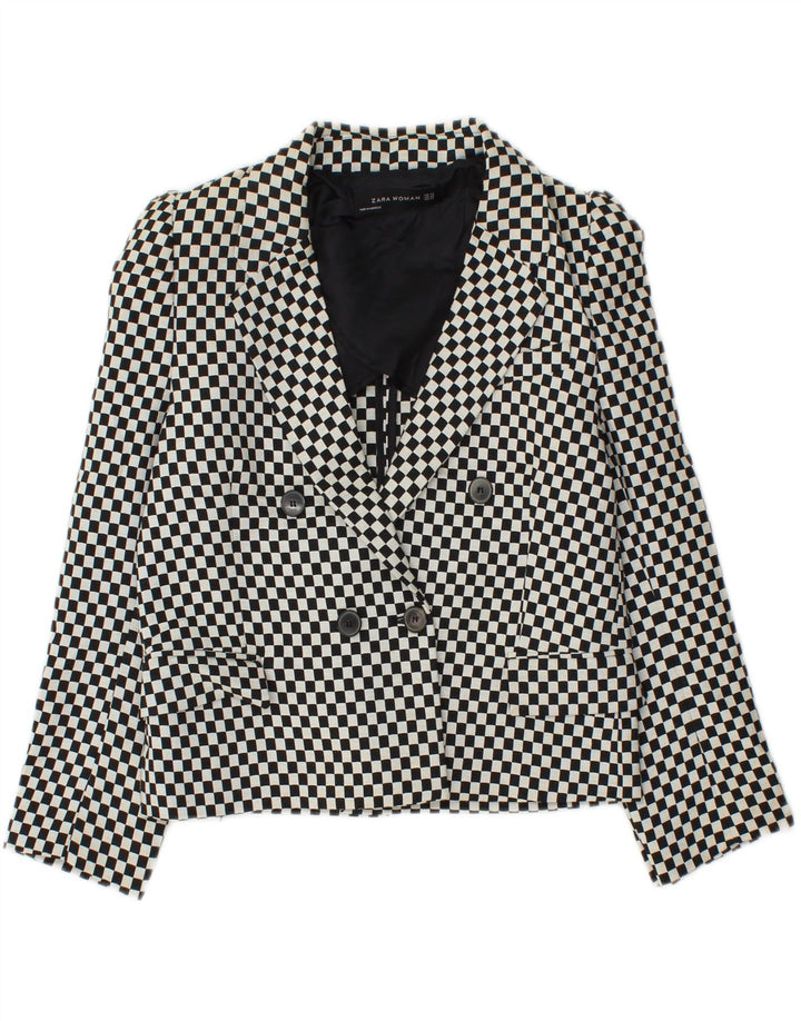 Jachetă Blazer Crop pentru Damă Zara UK 6 XS Negru Geometric