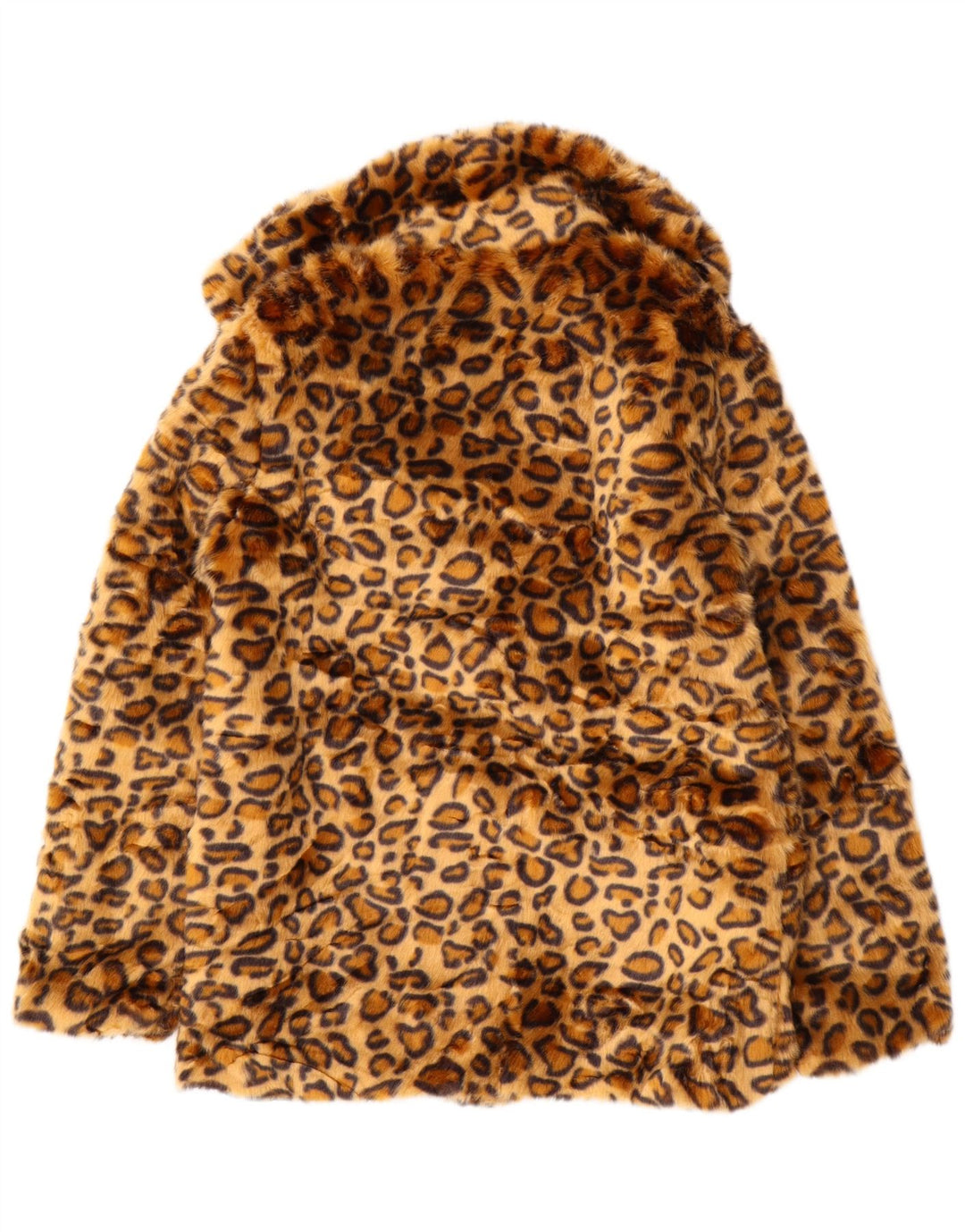 Jachetă de blană artificială pentru femei VINTAGE UK 10, maro, poliester cu imprimeu animal
