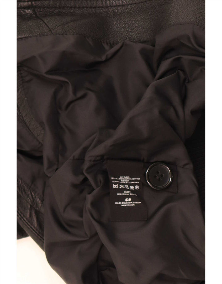 Jachetă militară din piele H&M pentru femei UK 14 Medium Black
