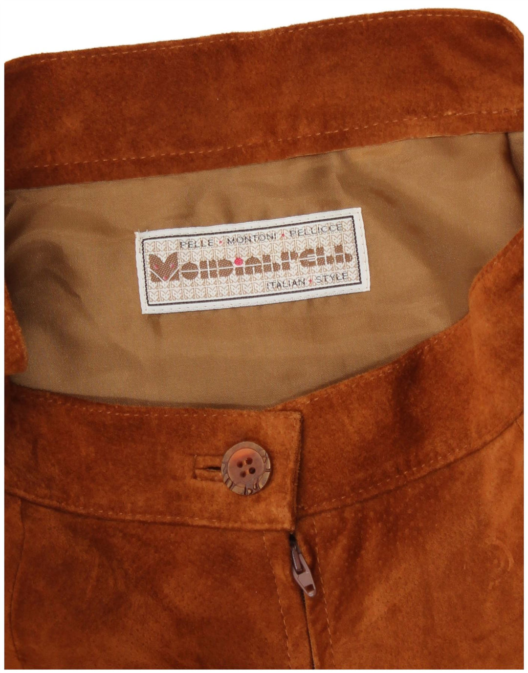 Fusta dama vintage din piele intoarsa W28 maro mediu din piele