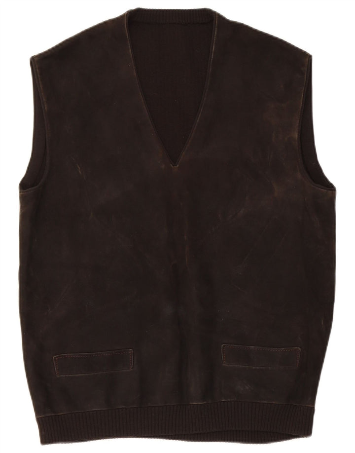 Vestă din piele intoarsa pentru barbati vintage IT 48 Maro mic