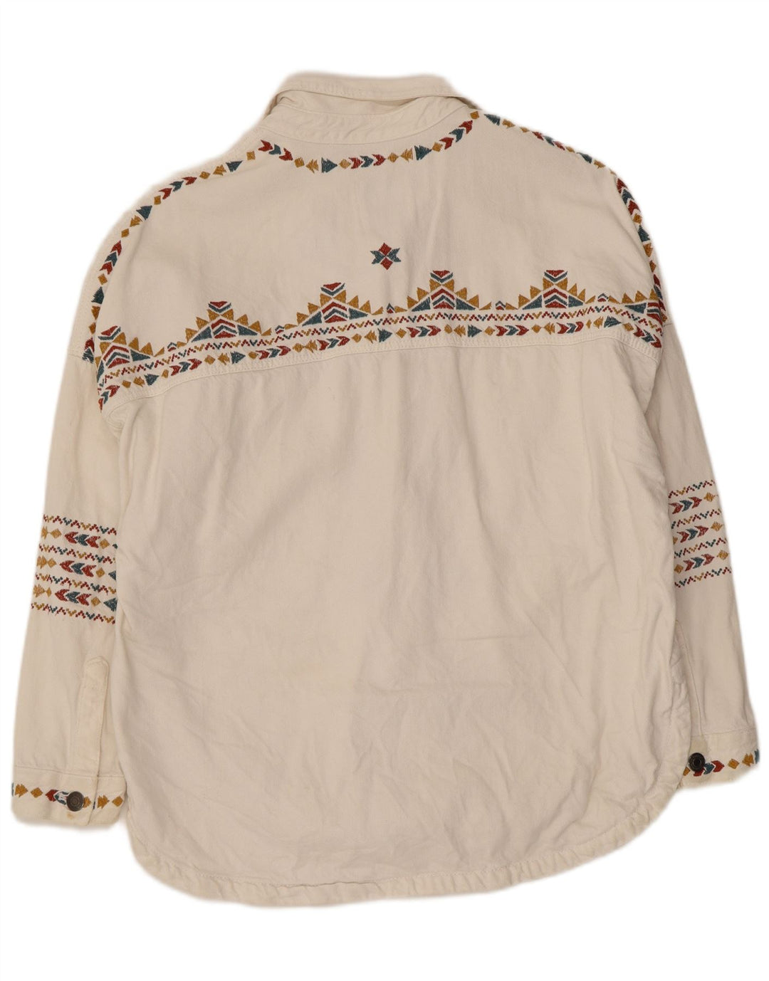 Cămașă supradimensionată pentru femei Zara UK 10 Bumbac geometric alb mic