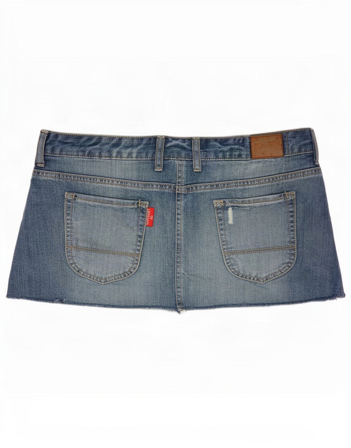 Fusta mini denim distressed pentru femei Superdry Medium W34 Bumbac albastru