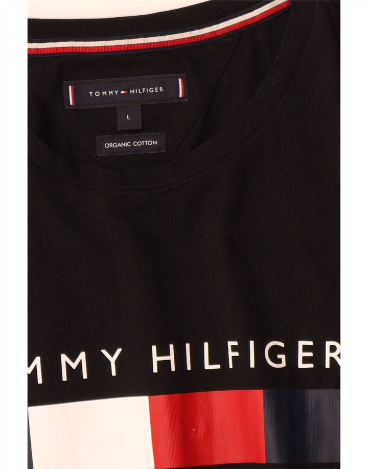 Tricou grafic Tommy Hilfiger pentru bărbați Top mare din bumbac negru