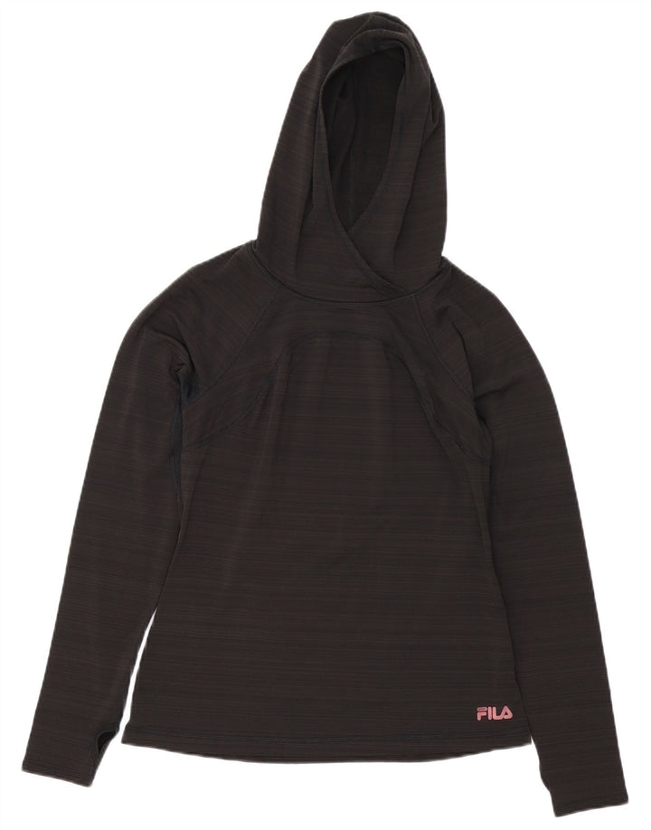 Top cu glugă pentru femei Fila cu mânecă lungă UK 12 Medium Black Pinstripe Poliester
