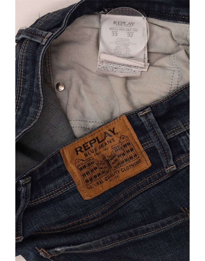 Replay blugi slim pentru bărbați W33 L32 bumbac albastru