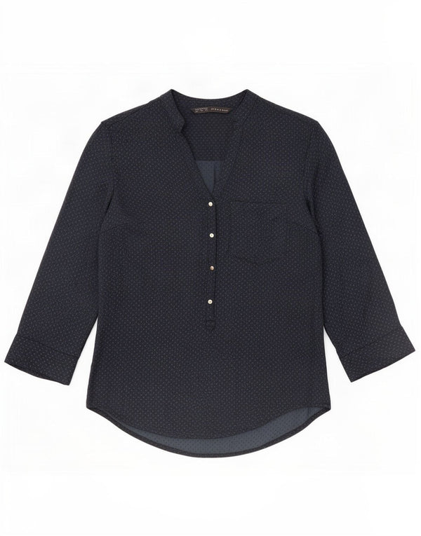 Bluză pentru femei Zara cu mâneci 3/4 UK 14 Medium bleumarin pete