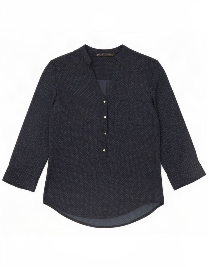 Bluză pentru femei Zara cu mâneci 3/4 UK 14 Medium bleumarin pete